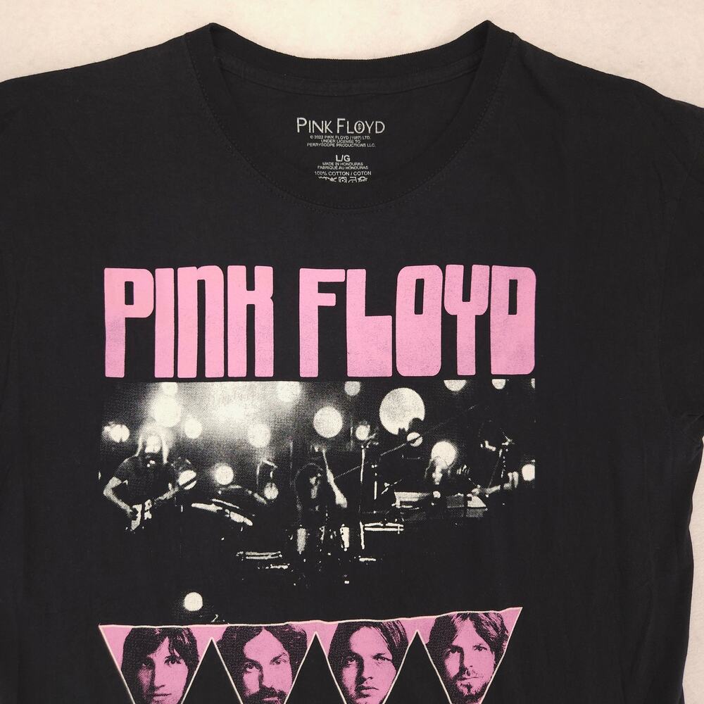 Pink Floyd Band Graphic Crew Neck T Shirt Adult Mens Size Large L Black Pink